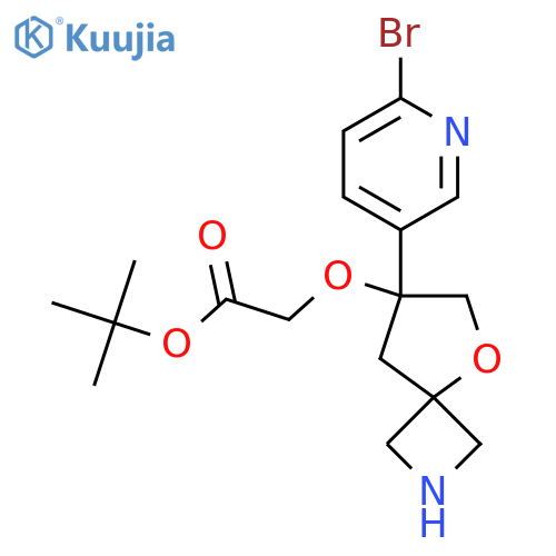 Tert-butyl 2-{[7-(6-bromopyridin-3-yl)-5-oxa-2-azaspiro[3.4]octan-7-yl]oxy}acetate structure