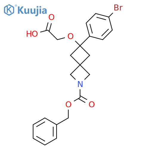 2-({2-[(Benzyloxy)carbonyl]-6-(4-bromophenyl)-2-azaspiro[3.3]heptan-6-yl}oxy)acetic acid structure