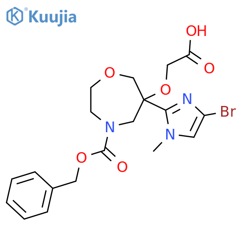 2-({4-[(benzyloxy)carbonyl]-6-(4-bromo-1-methyl-1H-imidazol-2-yl)-1,4-oxazepan-6-yl}oxy)acetic acid structure