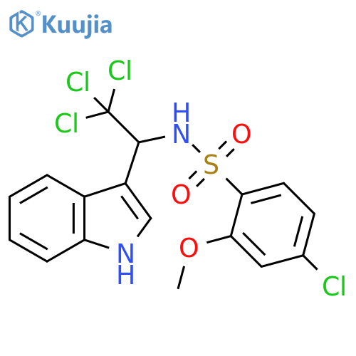 4-chloro-2-methoxy-N-2,2,2-trichloro-1-(1H-indol-3-yl)ethylbenzene-1-sulfonamide structure