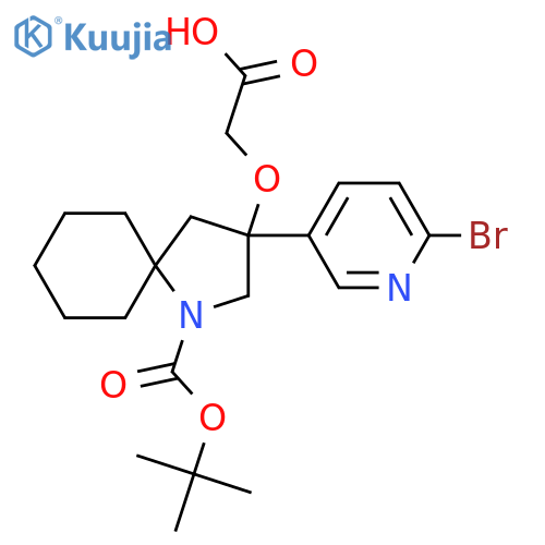 2-{[3-(6-Bromopyridin-3-yl)-1-[(tert-butoxy)carbonyl]-1-azaspiro[4.5]decan-3-yl]oxy}acetic acid structure