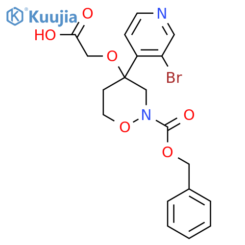 2-({2-[(Benzyloxy)carbonyl]-4-(3-bromopyridin-4-yl)-1,2-oxazinan-4-yl}oxy)acetic acid structure