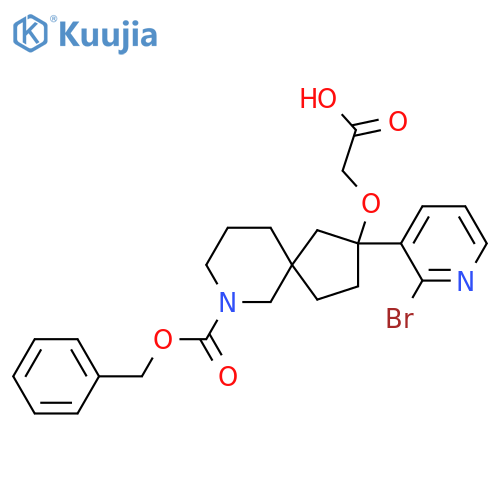 2-({7-[(Benzyloxy)carbonyl]-2-(2-bromopyridin-3-yl)-7-azaspiro[4.5]decan-2-yl}oxy)acetic acid structure