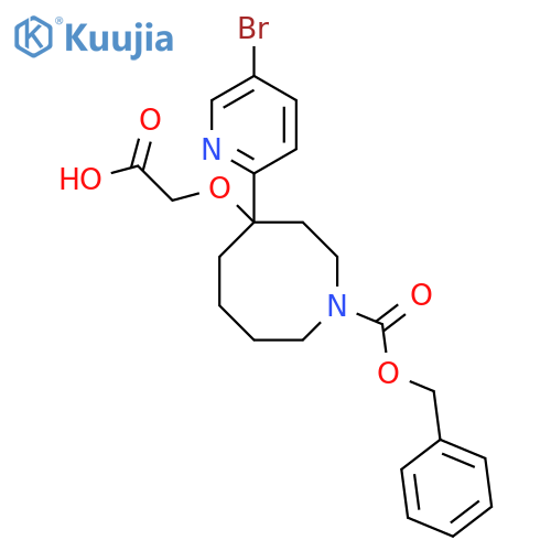 2-({1-[(Benzyloxy)carbonyl]-4-(5-bromopyridin-2-yl)azocan-4-yl}oxy)acetic acid structure