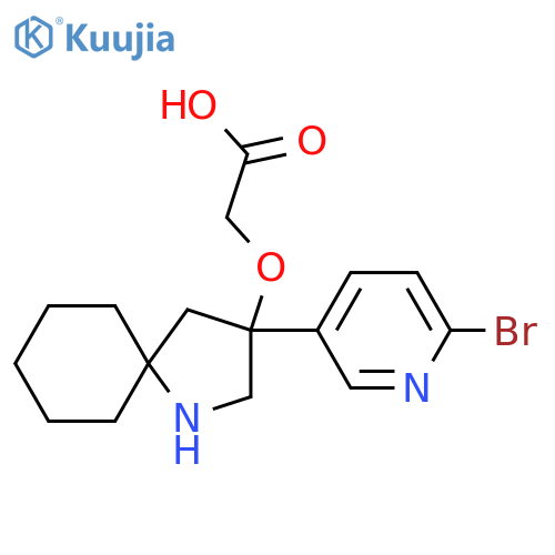 2-{[3-(6-Bromopyridin-3-yl)-1-azaspiro[4.5]decan-3-yl]oxy}acetic acid structure