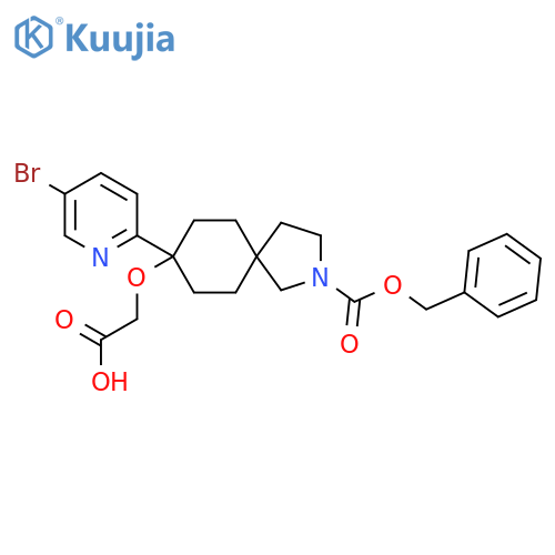 2-({2-[(Benzyloxy)carbonyl]-8-(5-bromopyridin-2-yl)-2-azaspiro[4.5]decan-8-yl}oxy)acetic acid structure