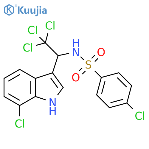 4-chloro-N-2,2,2-trichloro-1-(7-chloro-1H-indol-3-yl)ethylbenzene-1-sulfonamide structure