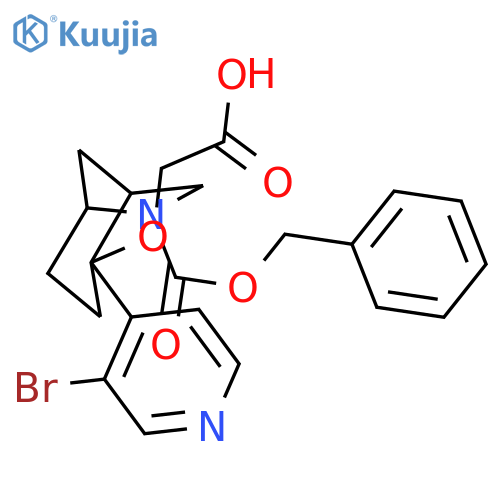 2-({6-[(Benzyloxy)carbonyl]-2-(3-bromopyridin-4-yl)-6-azabicyclo[3.2.1]octan-2-yl}oxy)acetic acid structure