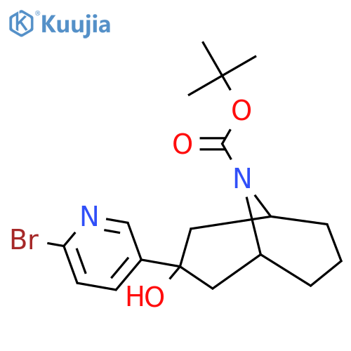 Tert-butyl 3-(6-bromopyridin-3-yl)-3-hydroxy-9-azabicyclo[3.3.1]nonane-9-carboxylate structure