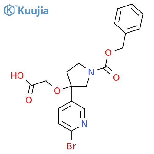 2-({1-[(Benzyloxy)carbonyl]-3-(6-bromopyridin-3-yl)pyrrolidin-3-yl}oxy)acetic acid structure