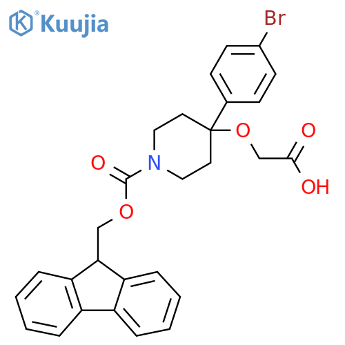 2-{[4-(4-bromophenyl)-1-{[(9H-fluoren-9-yl)methoxy]carbonyl}piperidin-4-yl]oxy}acetic acid structure