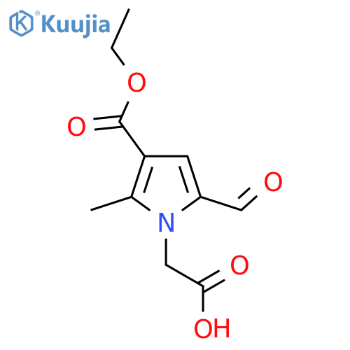 2-[3-(ethoxycarbonyl)-5-formyl-2-methyl-1H-pyrrol-1-yl]acetic acid structure