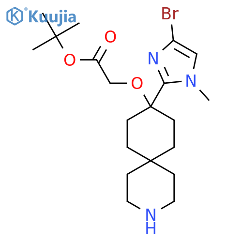 tert-butyl 2-{[9-(4-bromo-1-methyl-1H-imidazol-2-yl)-3-azaspiro[5.5]undecan-9-yl]oxy}acetate structure
