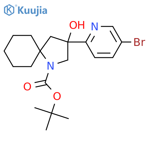 Tert-butyl 3-(5-bromopyridin-2-yl)-3-hydroxy-1-azaspiro[4.5]decane-1-carboxylate structure