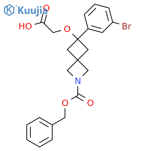 2-({2-[(Benzyloxy)carbonyl]-6-(3-bromophenyl)-2-azaspiro[3.3]heptan-6-yl}oxy)acetic acid structure