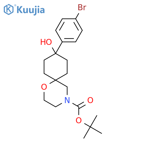Tert-butyl 9-(4-bromophenyl)-9-hydroxy-1-oxa-4-azaspiro[5.5]undecane-4-carboxylate structure