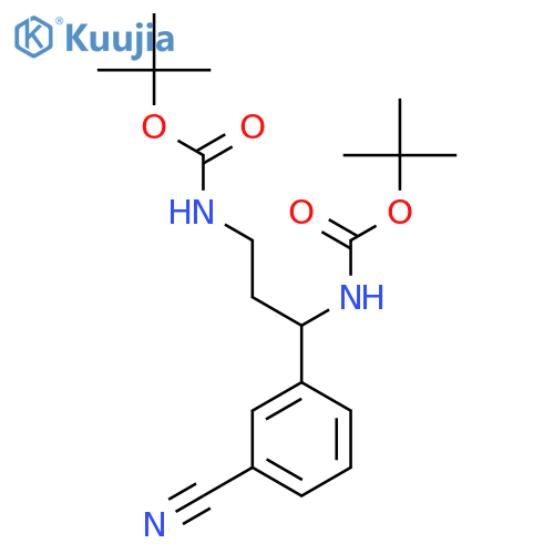 Tert-butyl N-[1-(3-cyanophenyl)-3-[(2-methylpropan-2-yl)oxycarbonylamino]propyl]carbamate structure