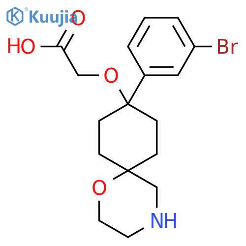 2-{[9-(3-Bromophenyl)-1-oxa-4-azaspiro[5.5]undecan-9-yl]oxy}acetic acid structure