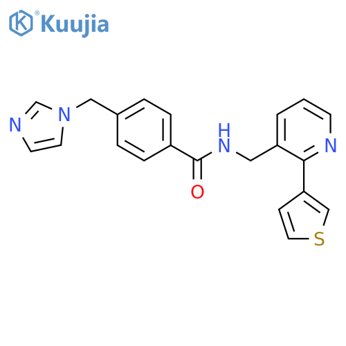 4-(1H-imidazol-1-yl)methyl-N-{2-(thiophen-3-yl)pyridin-3-ylmethyl}benzamide structure
