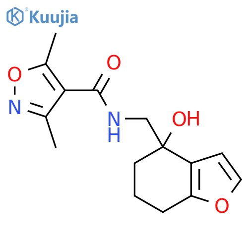 N-(4-hydroxy-4,5,6,7-tetrahydro-1-benzofuran-4-yl)methyl-3,5-dimethyl-1,2-oxazole-4-carboxamide structure
