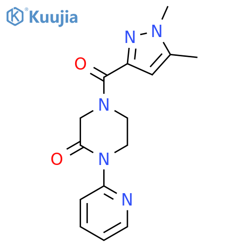 4-(1,5-dimethyl-1H-pyrazole-3-carbonyl)-1-(pyridin-2-yl)piperazin-2-one structure
