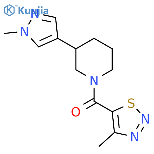 1-(4-methyl-1,2,3-thiadiazole-5-carbonyl)-3-(1-methyl-1H-pyrazol-4-yl)piperidine structure
