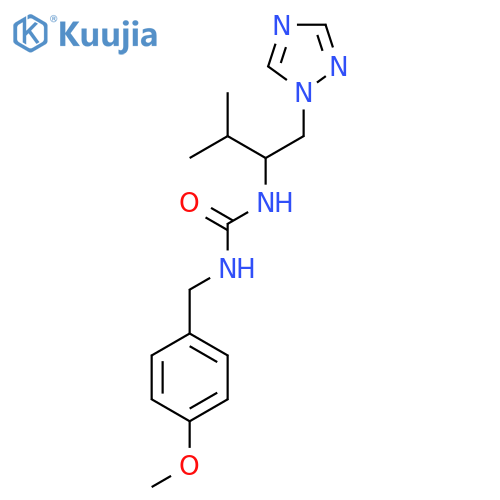1-(4-methoxyphenyl)methyl-3-3-methyl-1-(1H-1,2,4-triazol-1-yl)butan-2-ylurea structure