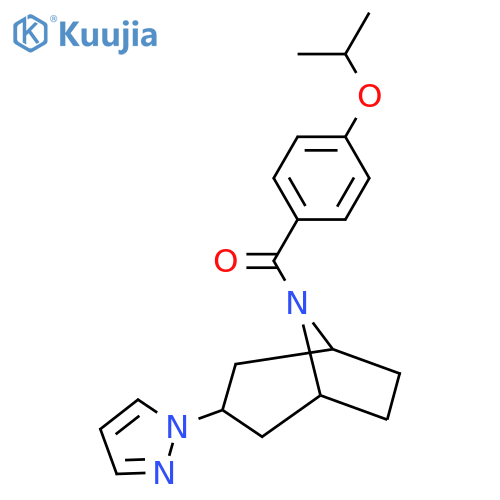 8-[4-(propan-2-yloxy)benzoyl]-3-(1H-pyrazol-1-yl)-8-azabicyclo[3.2.1]octane structure