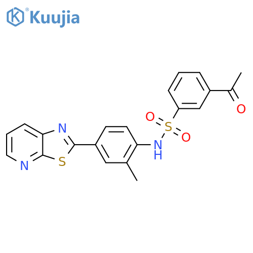 3-acetyl-N-(2-methyl-4-{[1,3]thiazolo[5,4-b]pyridin-2-yl}phenyl)benzene-1-sulfonamide structure