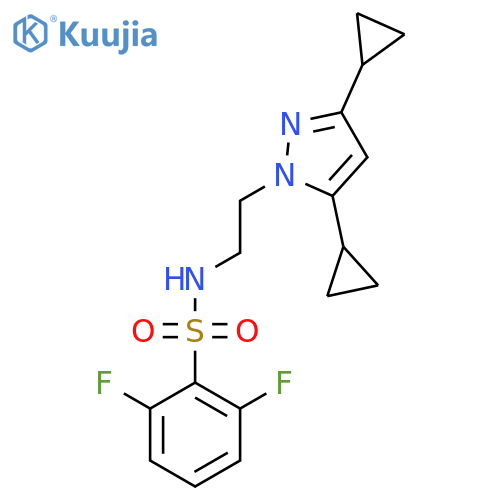 N-2-(3,5-dicyclopropyl-1H-pyrazol-1-yl)ethyl-2,6-difluorobenzene-1-sulfonamide structure