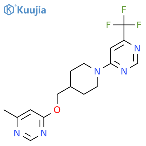 4-(4-{(6-methylpyrimidin-4-yl)oxymethyl}piperidin-1-yl)-6-(trifluoromethyl)pyrimidine structure