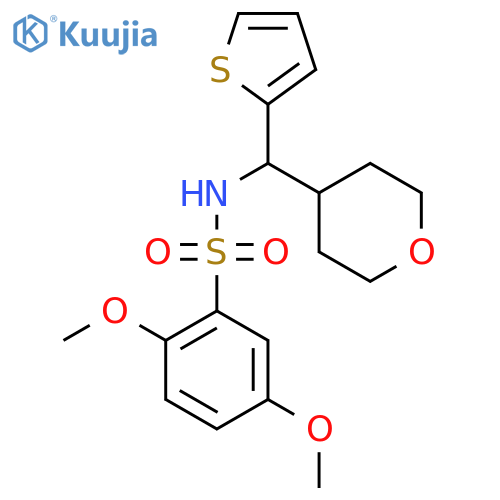 2,5-dimethoxy-N-(oxan-4-yl)(thiophen-2-yl)methylbenzene-1-sulfonamide structure
