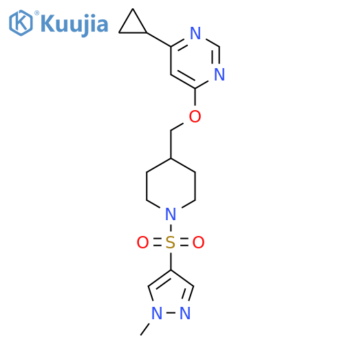 4-cyclopropyl-6-({1-(1-methyl-1H-pyrazol-4-yl)sulfonylpiperidin-4-yl}methoxy)pyrimidine structure