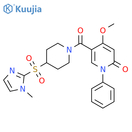 4-methoxy-5-(4-((1-methyl-1H-imidazol-2-yl)sulfonyl)piperidine-1-carbonyl)-1-phenylpyridin-2(1H)-one structure