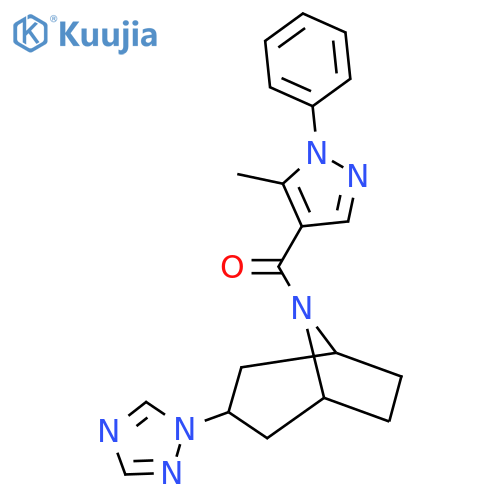 8-(5-methyl-1-phenyl-1H-pyrazole-4-carbonyl)-3-(1H-1,2,4-triazol-1-yl)-8-azabicyclo3.2.1octane structure