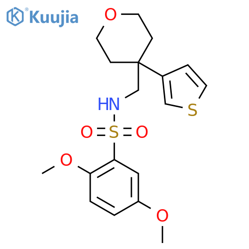 2,5-dimethoxy-N-{4-(thiophen-3-yl)oxan-4-ylmethyl}benzene-1-sulfonamide structure