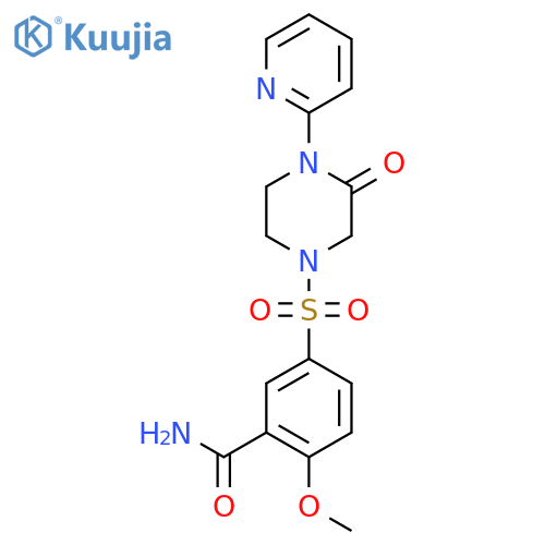 2-methoxy-5-{[3-oxo-4-(pyridin-2-yl)piperazin-1-yl]sulfonyl}benzamide structure