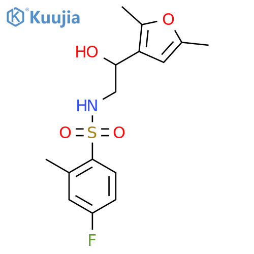 N-2-(2,5-dimethylfuran-3-yl)-2-hydroxyethyl-4-fluoro-2-methylbenzene-1-sulfonamide structure