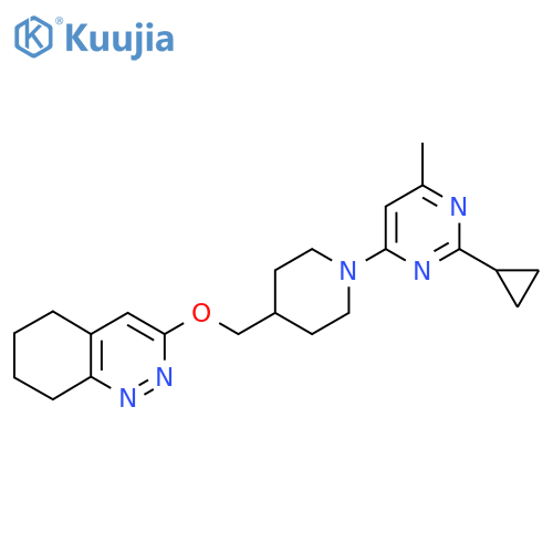 3-{1-(2-cyclopropyl-6-methylpyrimidin-4-yl)piperidin-4-ylmethoxy}-5,6,7,8-tetrahydrocinnoline structure