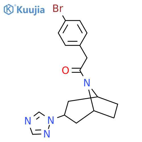 2-(4-bromophenyl)-1-3-(1H-1,2,4-triazol-1-yl)-8-azabicyclo3.2.1octan-8-ylethan-1-one structure