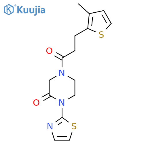 4-3-(3-methylthiophen-2-yl)propanoyl-1-(1,3-thiazol-2-yl)piperazin-2-one structure