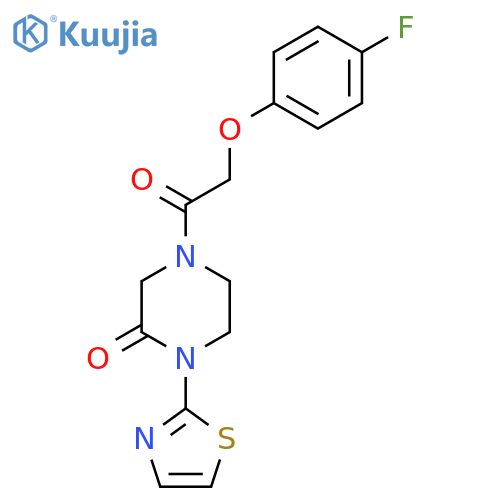 4-2-(4-fluorophenoxy)acetyl-1-(1,3-thiazol-2-yl)piperazin-2-one structure