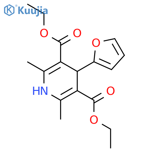 3,5-diethyl 4-(furan-2-yl)-2,6-dimethyl-1,4-dihydropyridine-3,5-dicarboxylate structure
