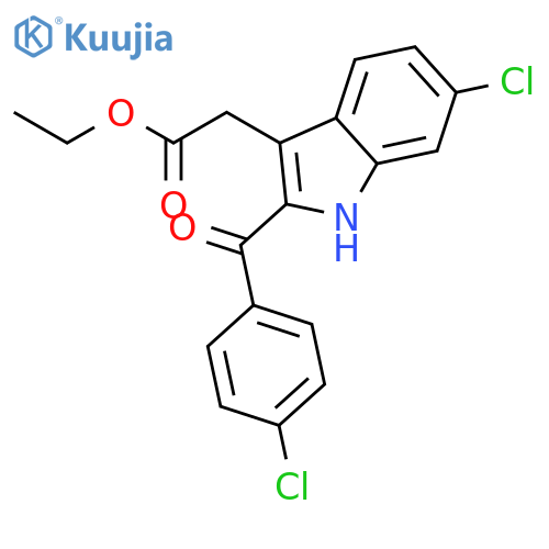 Ethyl 2-(6-chloro-2-(4-chlorobenzoyl)-1H-indol-3-yl)acetate structure