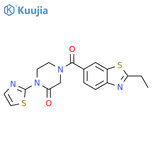 4-(2-ethyl-1,3-benzothiazole-6-carbonyl)-1-(1,3-thiazol-2-yl)piperazin-2-one structure