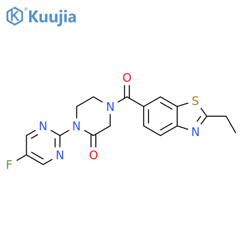 4-(2-Ethyl-1,3-benzothiazole-6-carbonyl)-1-(5-fluoropyrimidin-2-yl)piperazin-2-one structure