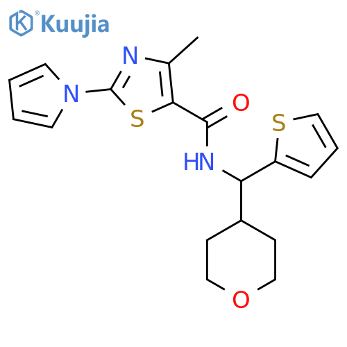 4-methyl-N-(oxan-4-yl)(thiophen-2-yl)methyl-2-(1H-pyrrol-1-yl)-1,3-thiazole-5-carboxamide structure