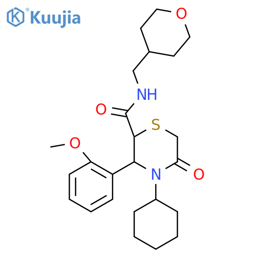 4-cyclohexyl-3-(2-methoxyphenyl)-N-(oxan-4-yl)methyl-5-oxothiomorpholine-2-carboxamide structure