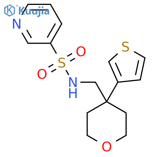 N-{4-(thiophen-3-yl)oxan-4-ylmethyl}pyridine-3-sulfonamide structure