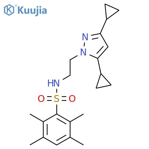 N-2-(3,5-dicyclopropyl-1H-pyrazol-1-yl)ethyl-2,3,5,6-tetramethylbenzene-1-sulfonamide structure